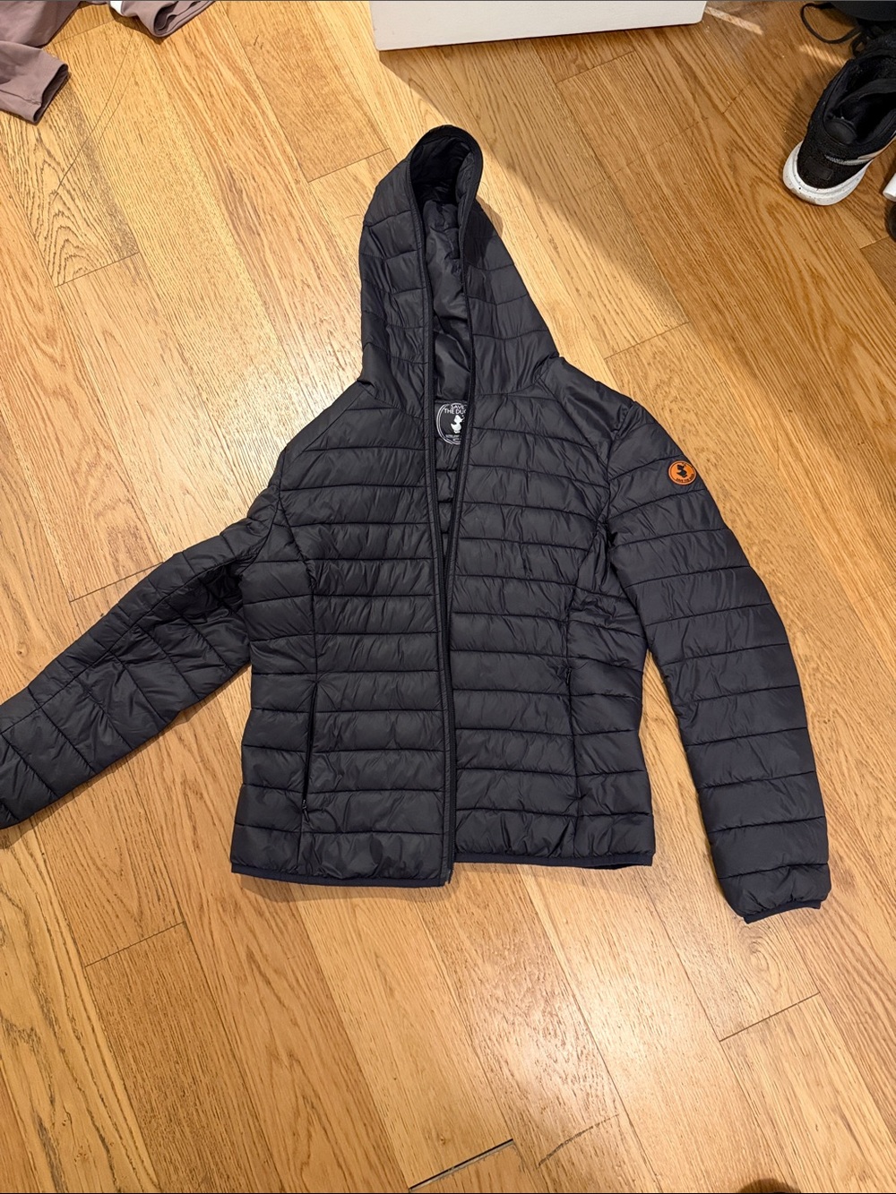 SAVE THE DUCK Black Hooded Lightweight Puffer Jacket